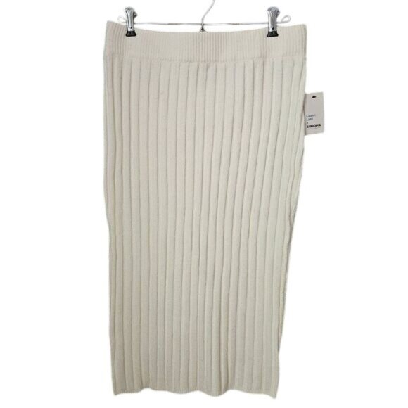 Lauren Lane X Sonoma Goods For Life Ribbed Midi Skirt M White - Picture 1 of 5